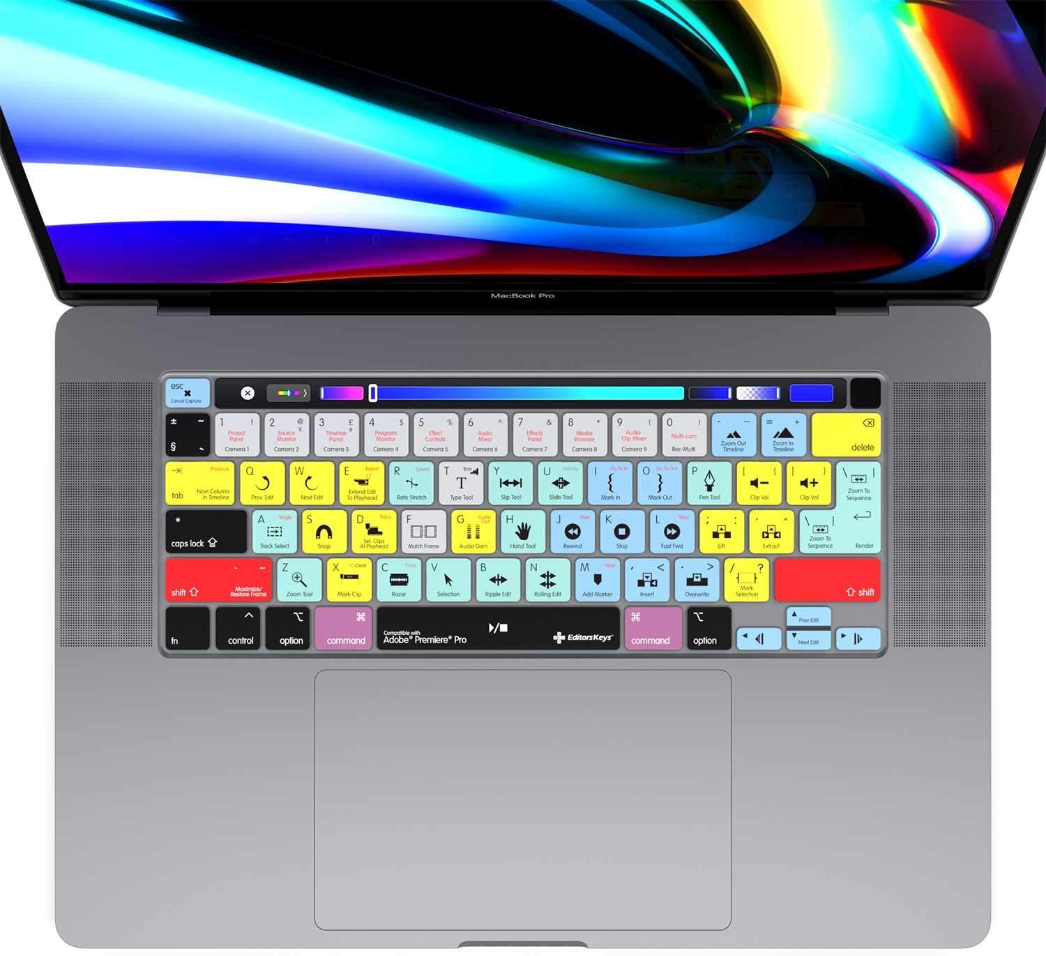 Adobe Premiere Keyboard Covers for MacBook Pro 13" & 16" MacBook Pro 2020+. (Will not fit Other MacBook Models)
