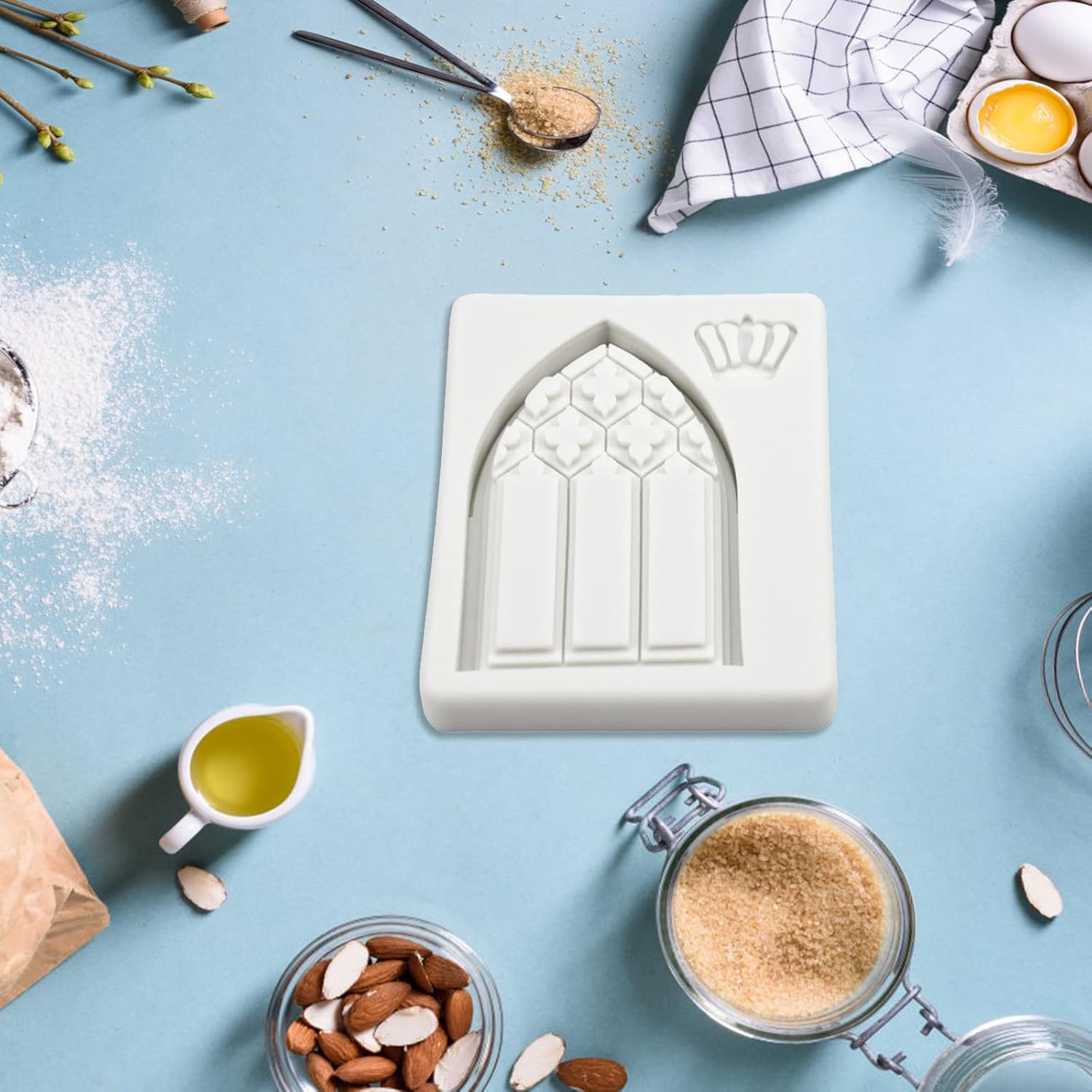 シリコンフォンダン型 クラウンウィンドウ形状 ハンドメイド キャンドル 樹脂クラフト ケーキデコレーションツール キッチン用 丈夫な