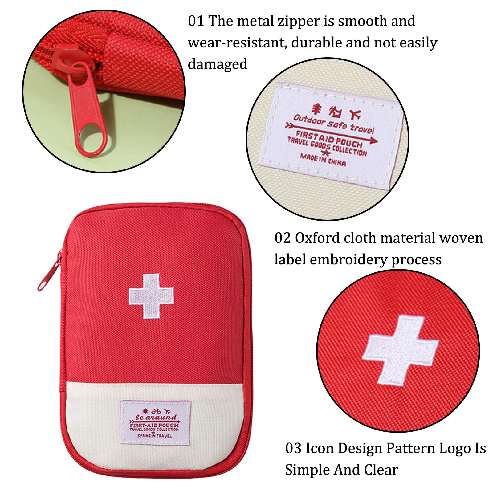 JSTHHTT 4 Bolsas de Medicina de Viaje, Botiquín de Primeros Auxilios, Mini Kit de Supervivencia, Bolsa Médica para Emergencias al Aire Libre