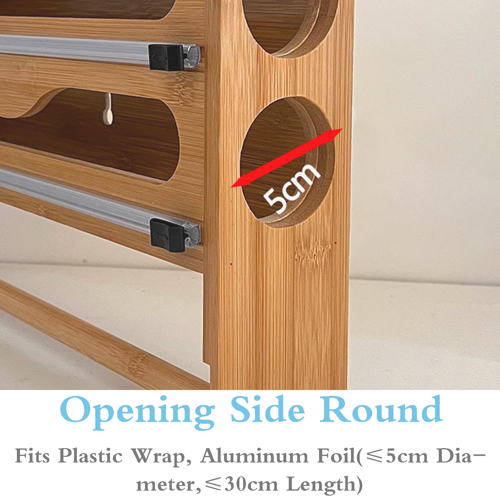 Dispenser per fogli e taglierina, organizer per rotoli da cucina, dispenser di pellicola trasparente con supporto per rotolo, soluzione salvaspazio per pergamena e foglio di alluminio
