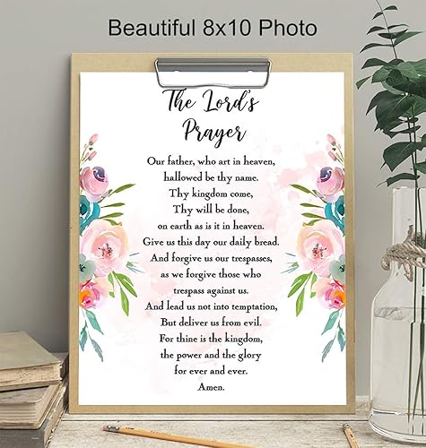 Miniatura 3 de The Lords Prayer Wall Decor - Scripture, Religious Bible Verse Wall Art - Inspirational Room Decoration - Christian Catholic Gift for Women, Pastor,