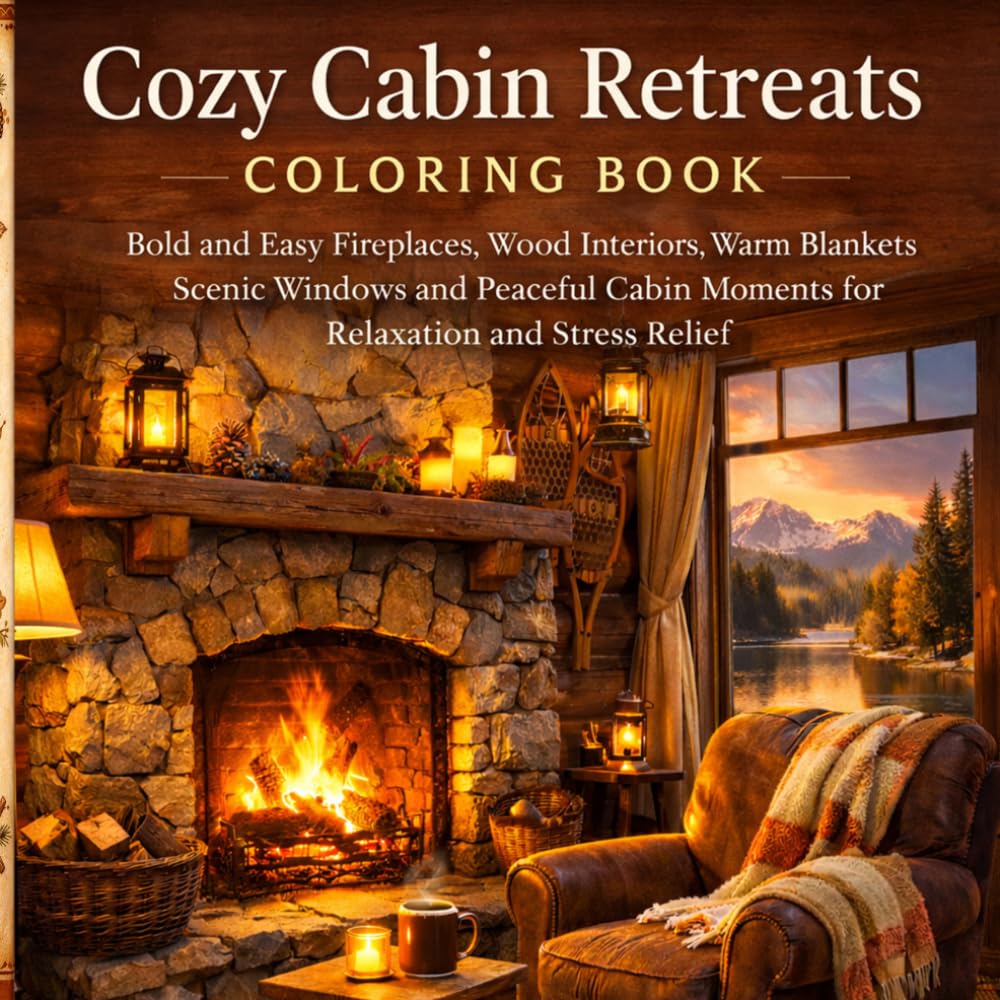 Cozy Cabin Retreats Coloring Book: Bold and Easy Fireplaces, Wood Interiors, Warm Blankets, Scenic Windows and Peaceful Cabin Moments for Relaxation and Stress Relief (Cozy Line Studio Collection)