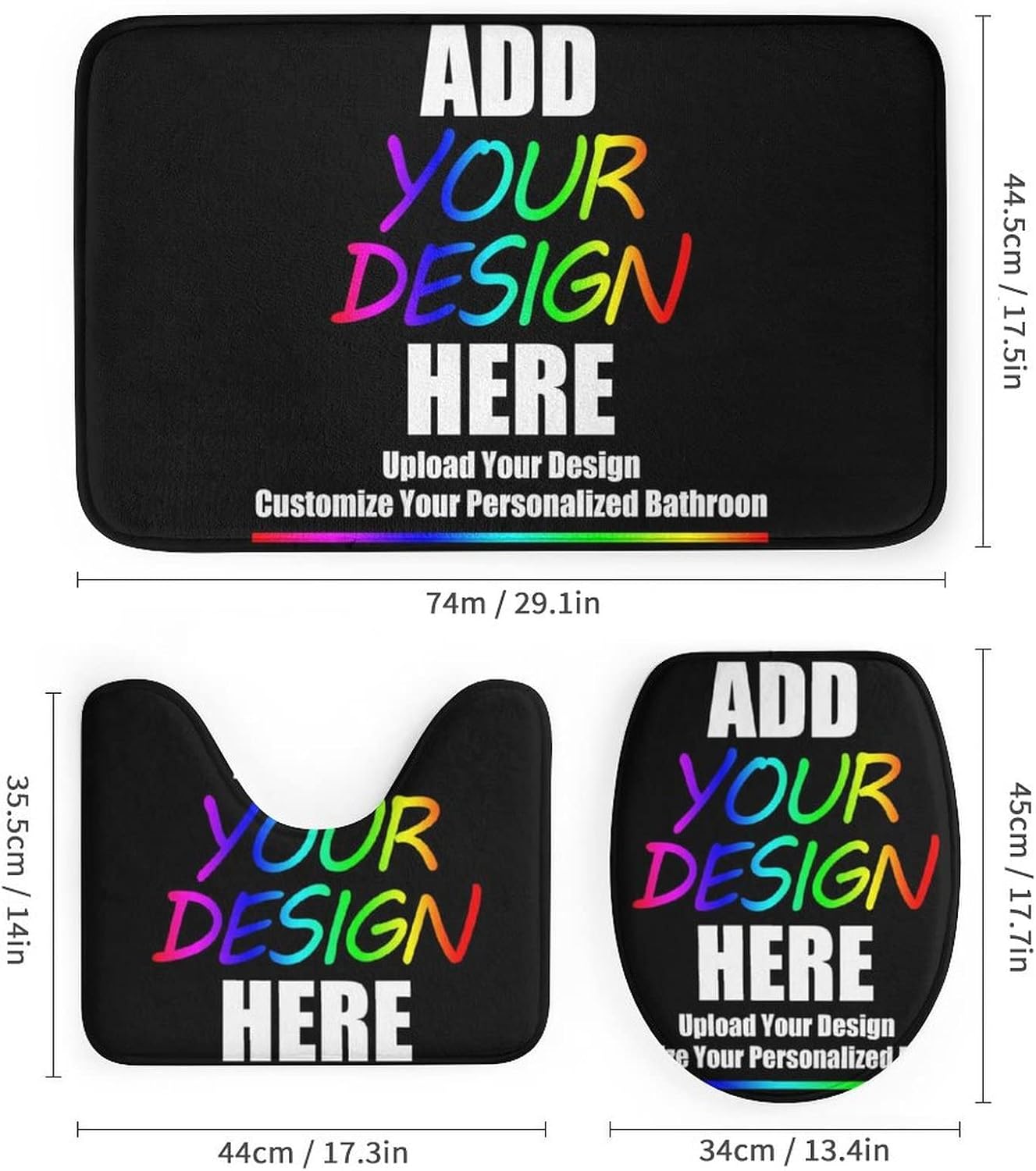 JCETUNO Personalized Custom Four Piece Bathroom Sets with Shower Curtain and Rugs and Accessories, Upload Images Text Design, DIY Customize Your Personalized Bathroom