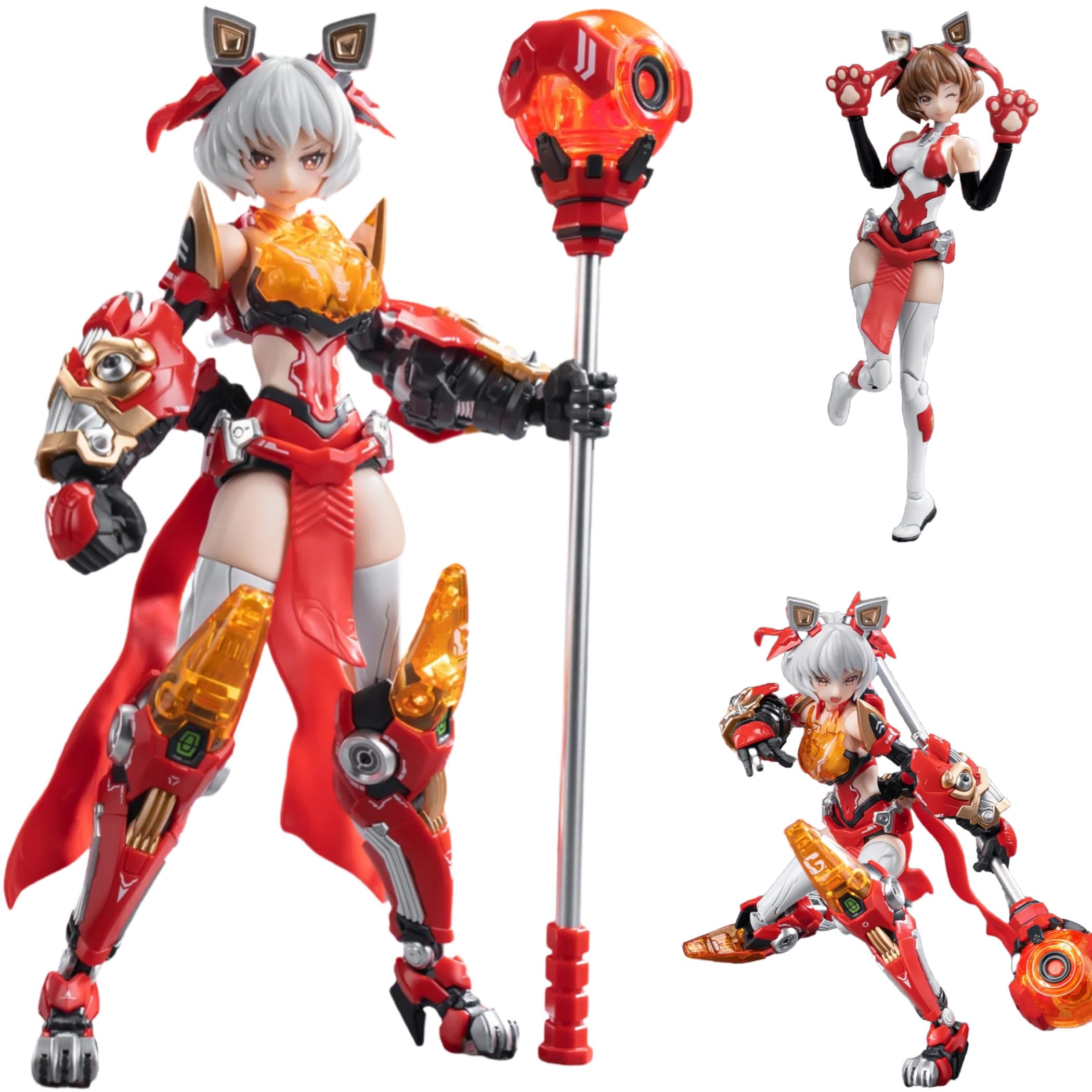 E-Model A.T.K. Girl Lion Dance 1/12 165 mm zestaw do montażu modelu, lew taniec mecha dziewczyna figurka z młotkiem LED, podwójny korpus, plastikowy zestaw do budowy