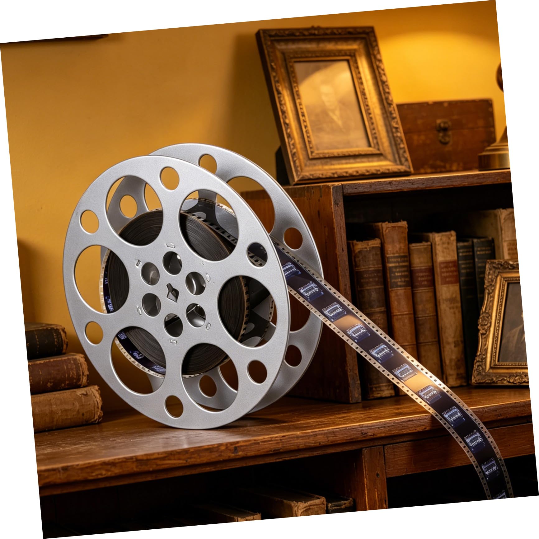 COHEALI Centrotavola Bobina Film Vintage in Ferro Argento 18 Cm | Tema Cinema per Feste, Portatile e Leggero, Texture Raffinata, per Designer e Collezionisti