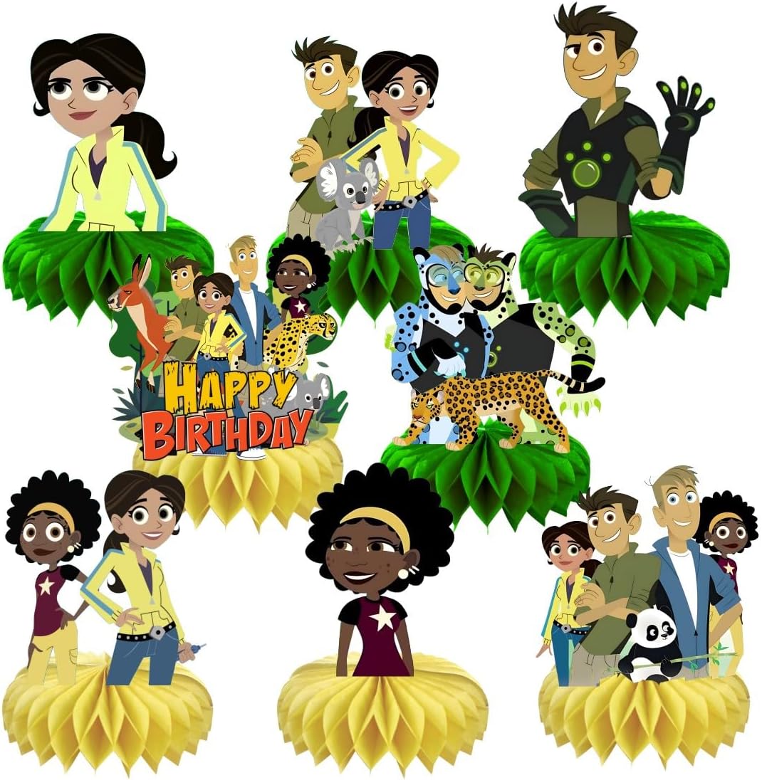 8Pcs Kratts of Wild Table Centerpieces Birthday Party Supplies Double Side Table Decorations for Kids Party Decorations