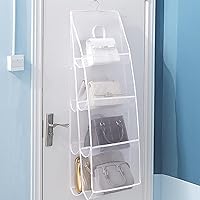 Vista 38 de AARAINBOW 1 Pack Hanging Handbag Purse Organizer for Closet, Hand Bag Organizer Holder 8 Pockets, Space Saving Wardrobe Purse Storage Organizer for