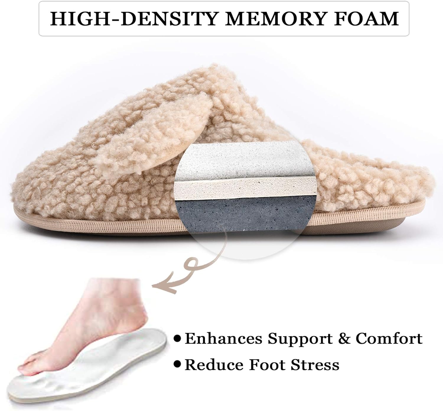 Women's Cute Animal Memory Foam Slippers, Warm Soft Comfy Cozy Funny Dog House Slippers for Lady Indoor, Fleece Fluffy Slip On Bedroom Winter Womens Slides with Anti-Skid Sole Pink Grey Beige - Image 3