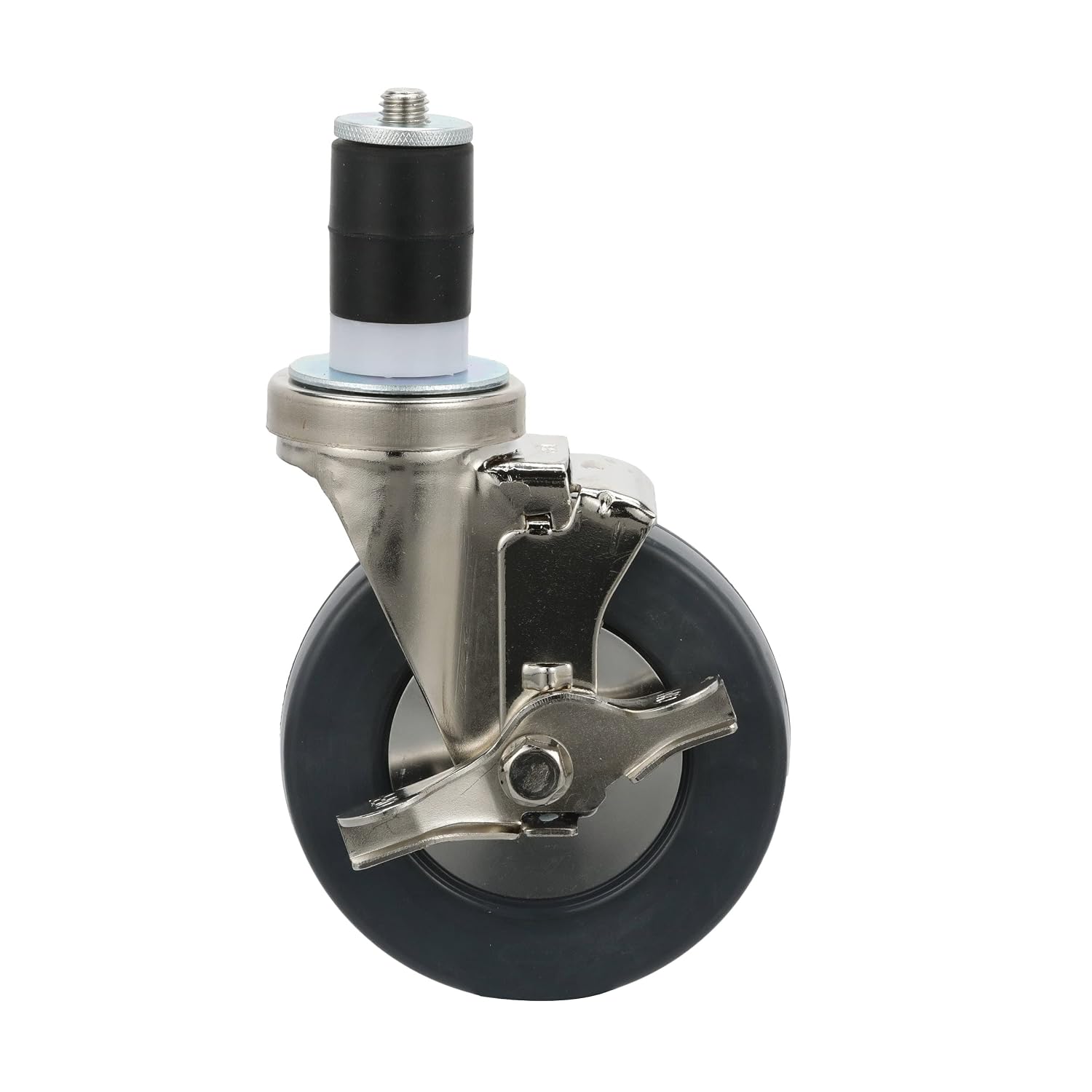 Medium Duty 1-5/8" Expanding Stem Caster with 5" Gray Rubber Wheel with Brake