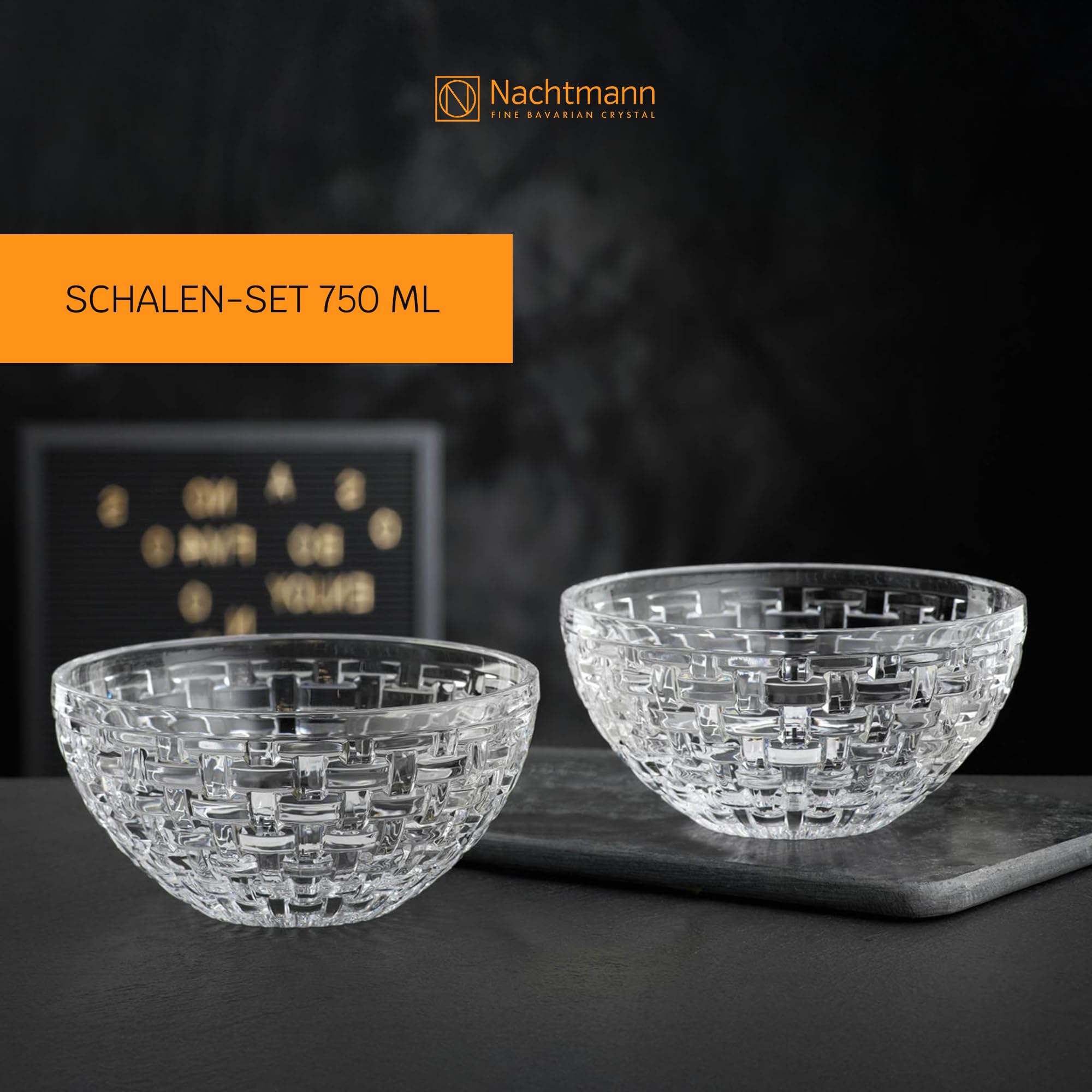 Nachtmann Schüsseln Ø 15cm, 2 Stück, Bossa Nova, 102253, Dessertschalen aus Kristallglas, Glasschüsseln spülmaschinenfest Küche, Haushalt
