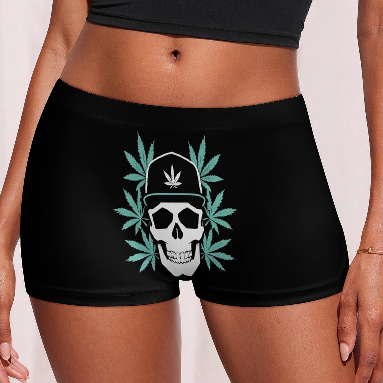 Skull And Weed1 Funny Women's Boxer Briefs Breathable Underpants Trunks Stretch Underwear
