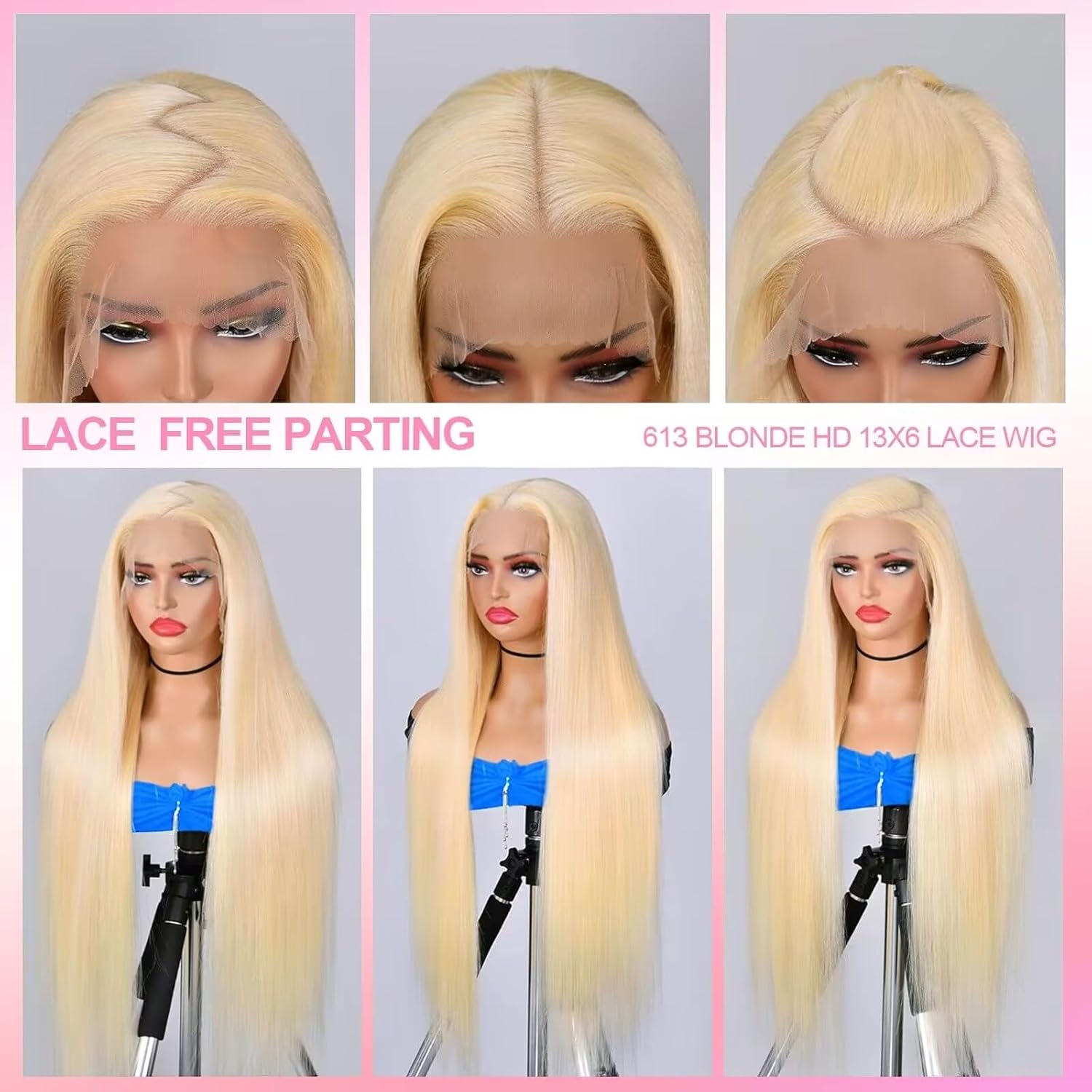 30 Inch 613 Lace Front Wig Human Hair 200 Density Blonde Wig Human Hair Straight 13X6 HD Transparent Lace Front Wigs Human Hair Pre Plucked Blonde 613 HD Lace Frontal Glueless Wigs for Women - Image 4