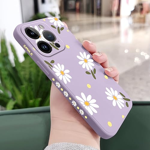 Miniatura 2 de Fundas para iPhone 15 Pro, fundas para iPhone 15 Pro con diseño de crisantemo lateral, suave a prueba de golpes, protector de lente de cámara para