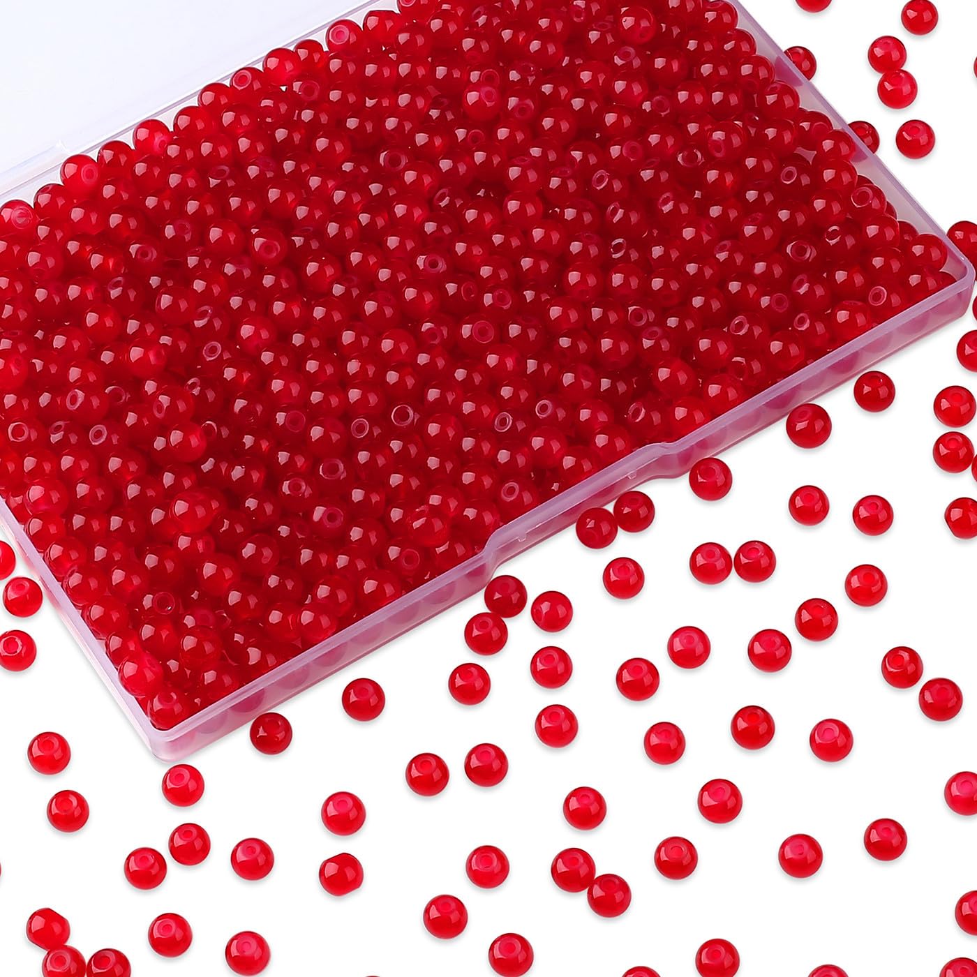 AWARDSEN Red Glass Beads for Bracelet Making 500 PCS — image 1