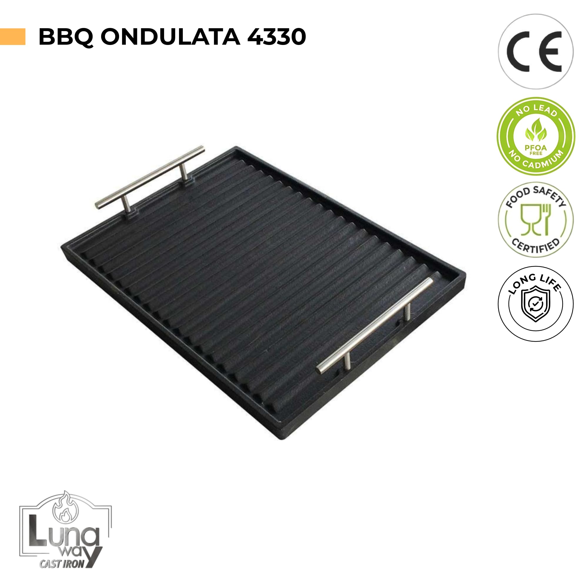 42 x 30 cm -Bistecchiera in Ghisa Doppia Smaltatura per BBQ e Camini | Uso su Fuoco Aperto e Cucine, Facile Pulizia, Resistente all'esterno, Cottura Sanae senza grassi, Griglia smaltata di qualità