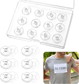12 Pcs Clear Running Bib Clips, Race Number Buckle Fixing System, Marathon Bib Holder, Triathlon Fasteners, Field Events Fastener Holder for Runners Marathon Skating Track
