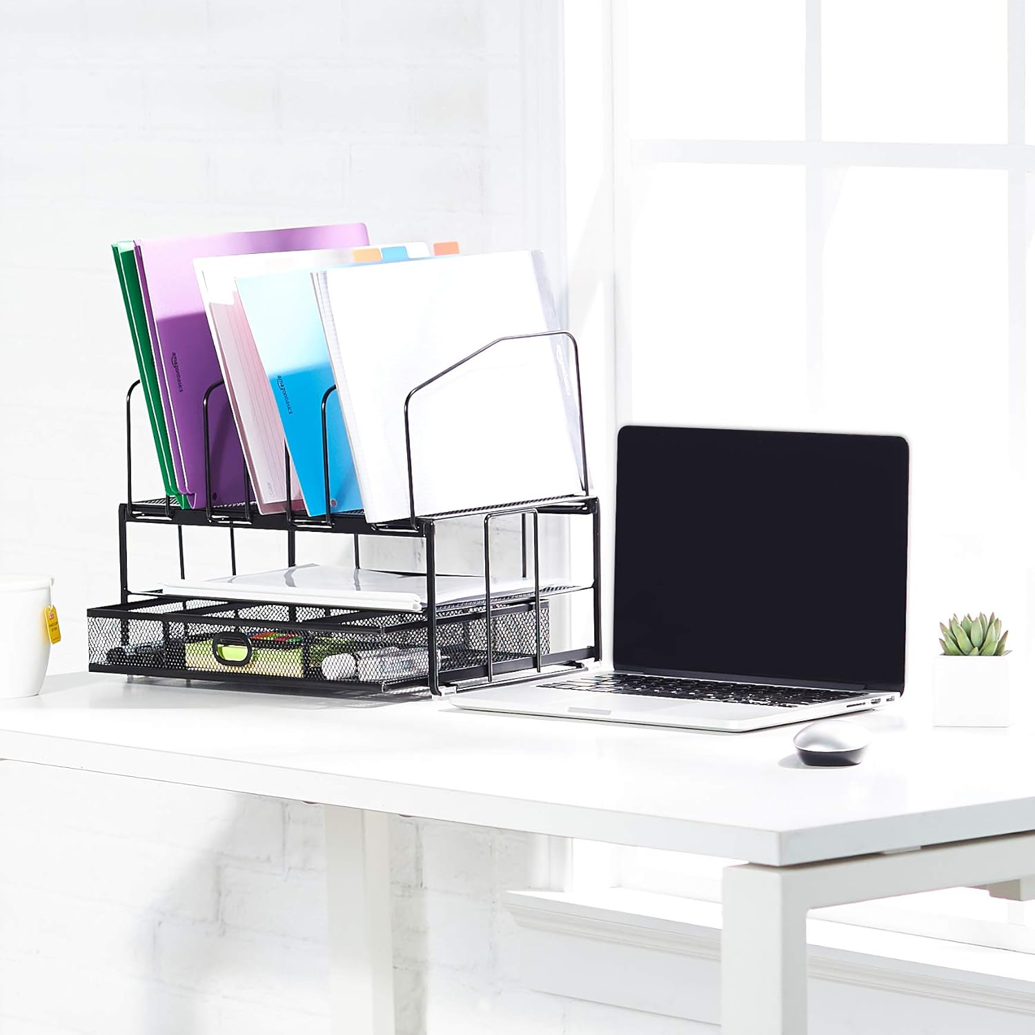  Basics Mesh Seven Slot File Organizer : Office Products