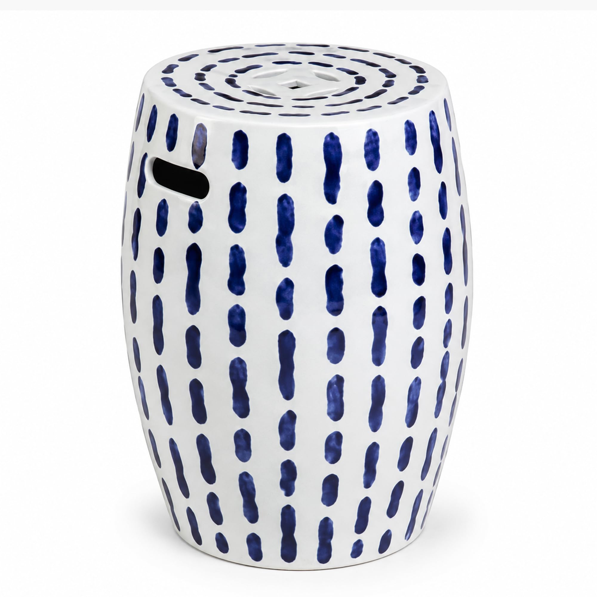 Taburete de jardín de cerámica redondo de 43 cm mesa auxiliar esmaltada exterior