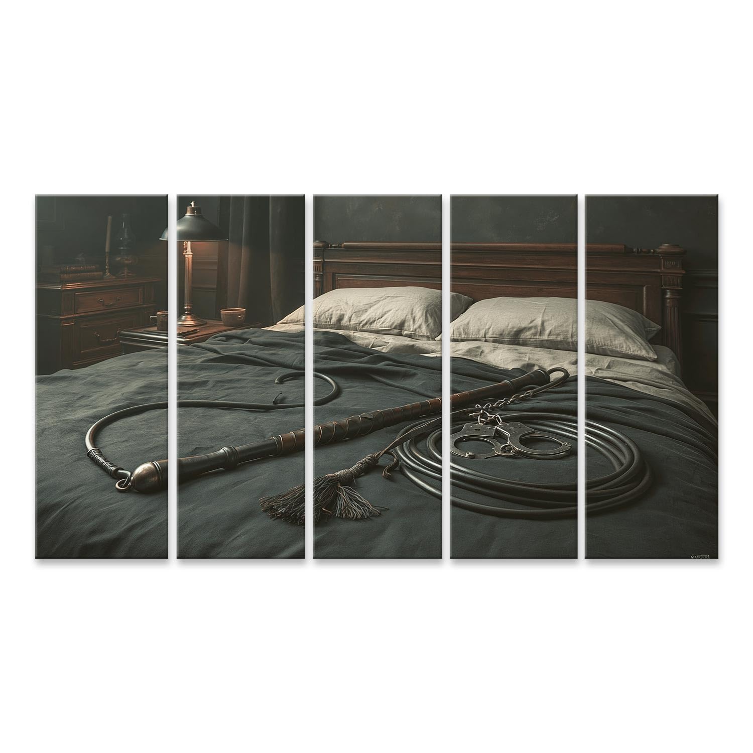islandburner Cuadro sobre lienzo seductor de calidad prémium, decoración erótica para dormitorio, 5 piezas, XXL