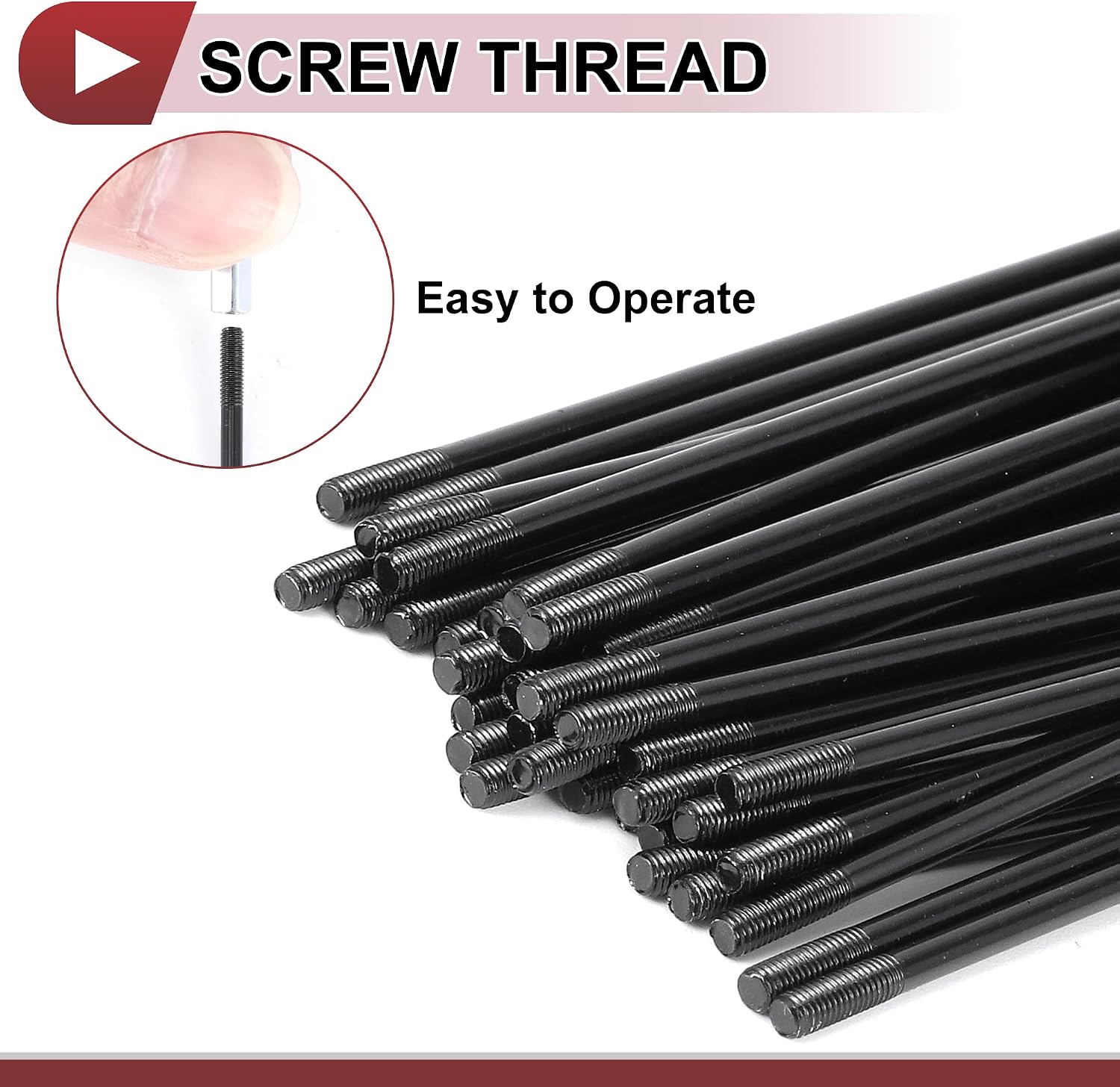 36 Set 12G Bicycle Spokes 225mm Bike Wheel Spokes 45 Steel Black