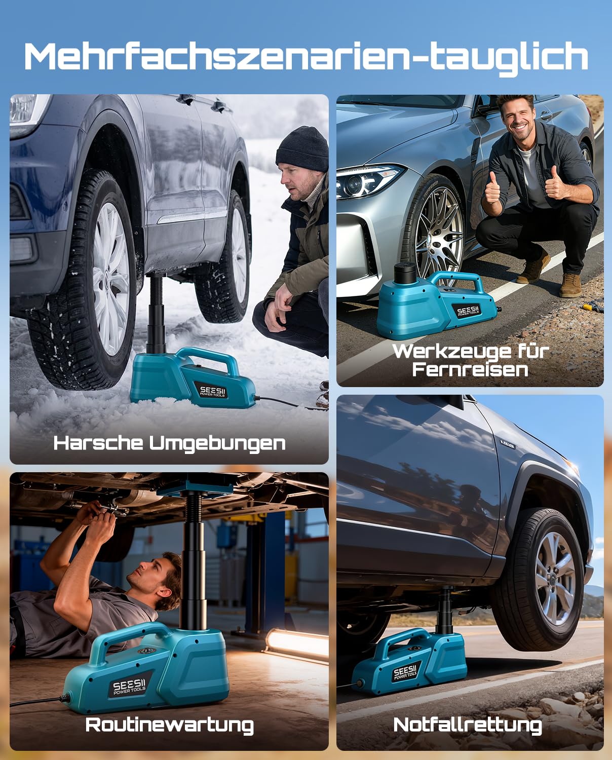 SEESII Wagenheber Hydraulischer 5T 3T: 12V Wagenheber elektrisch mit Fernbedienung & LED Licht, 15,5-45 cm Hubbereich tragbares Werkzeug für Auto/SUV/LKW Notfall Reifenwechsel & Garagenreparatur