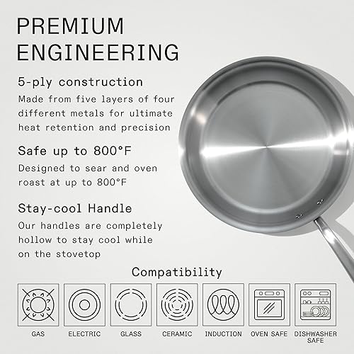 Miniatura 9 de Made In Utensilios de cocina – Sartén de acero inoxidable de 8 pulgadas – Revestimiento de acero inoxidable de 5 capas – Utensilios de cocina