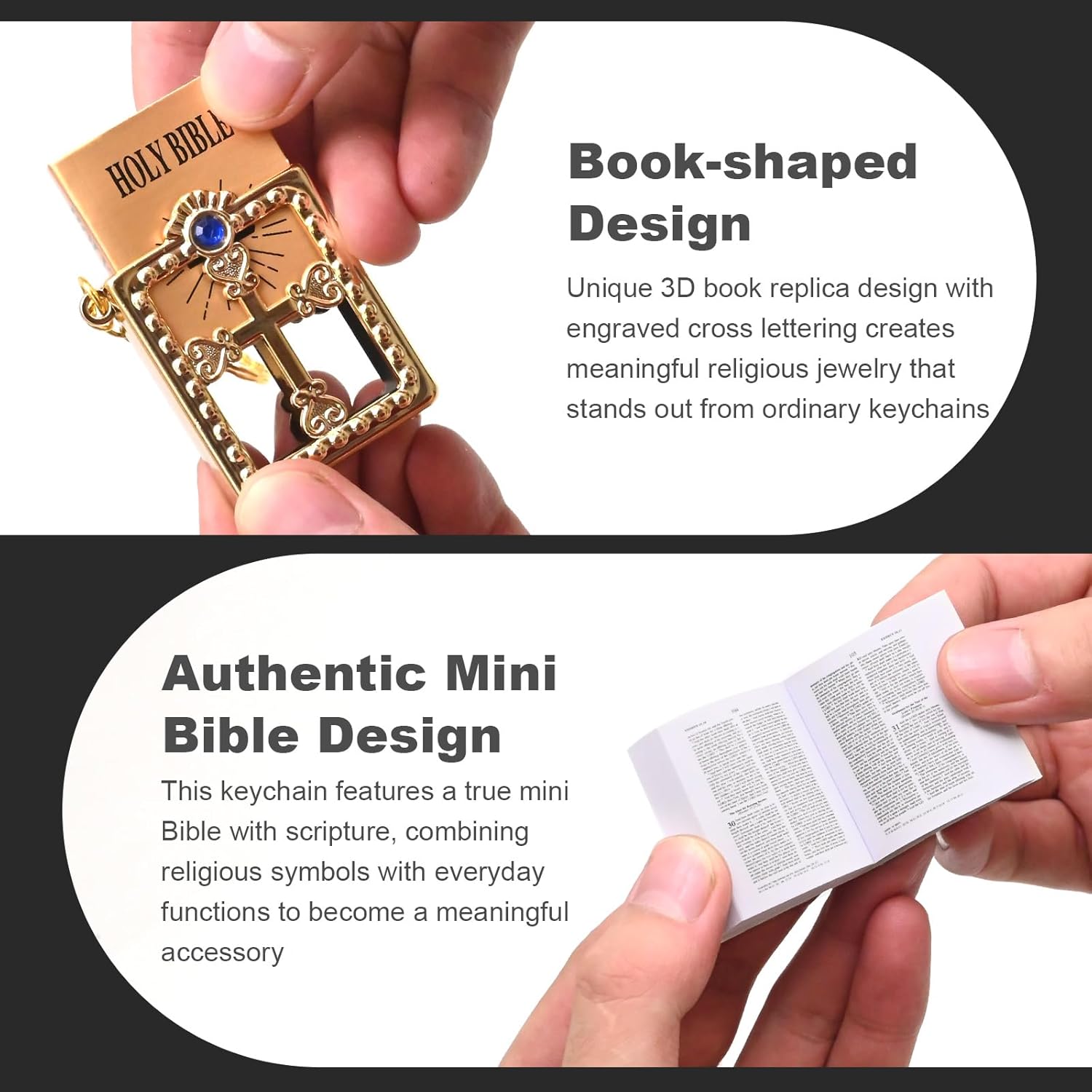 30Pcs Bible Keychain, Religious Pendant with Readable Text, Handbag Pendantfor Christian Baptism Wedding Church Events (Silver / Gold) - Image 5