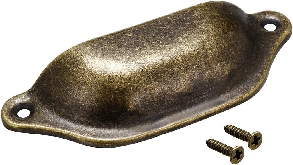 uxcell Cup Pulls, Carbon Steel Shell Pull Handles Bronze Tone for Dresser Kitchen Cabinet Drawer, 3.86" Length 1.34" Width,10 Pack