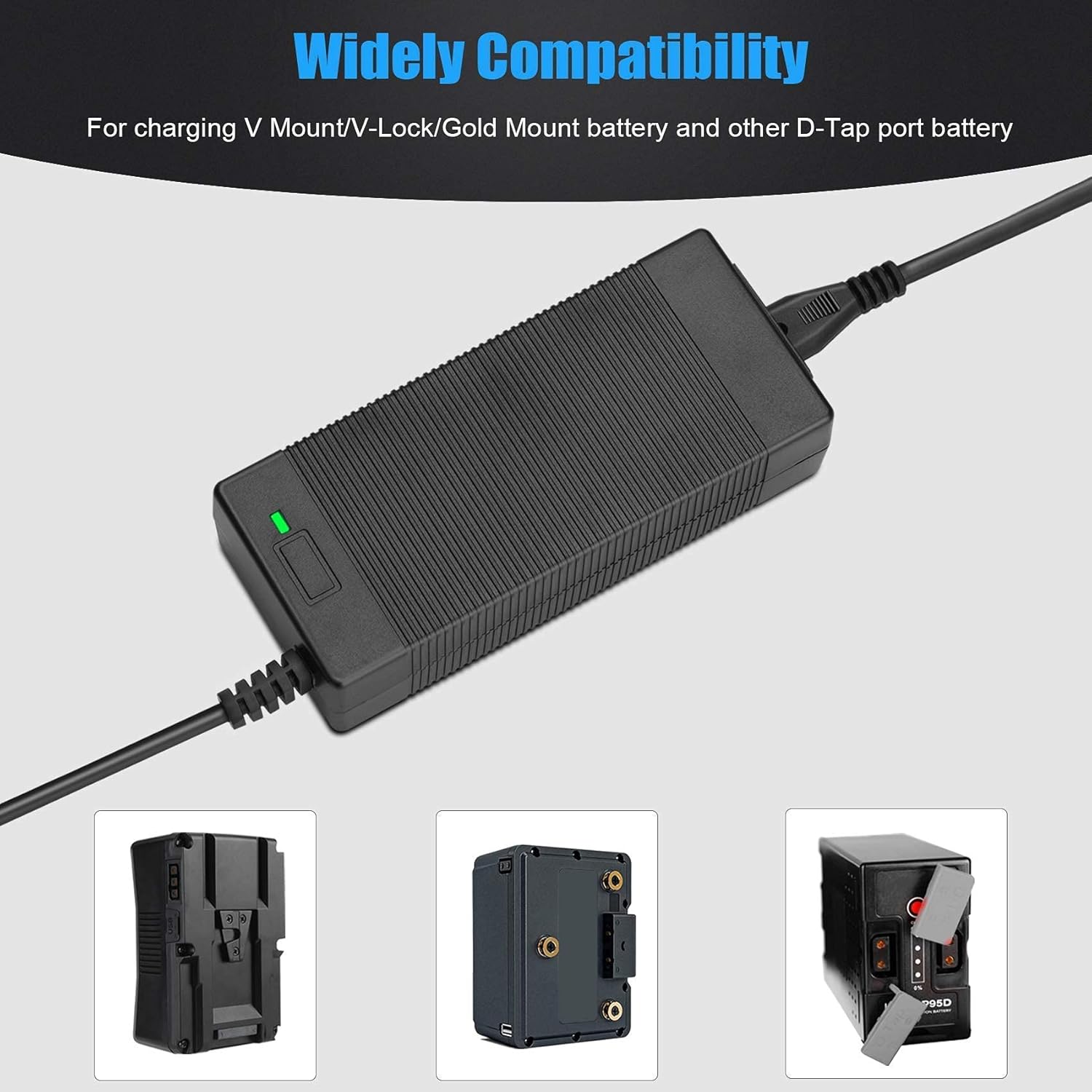 KUNLUN 140Wh(10000mAh) V Mount/V-Lock Battery and D-Tap Quick Charger Bundle Compatible with Video Camera Camcorder Broadcast LED Light