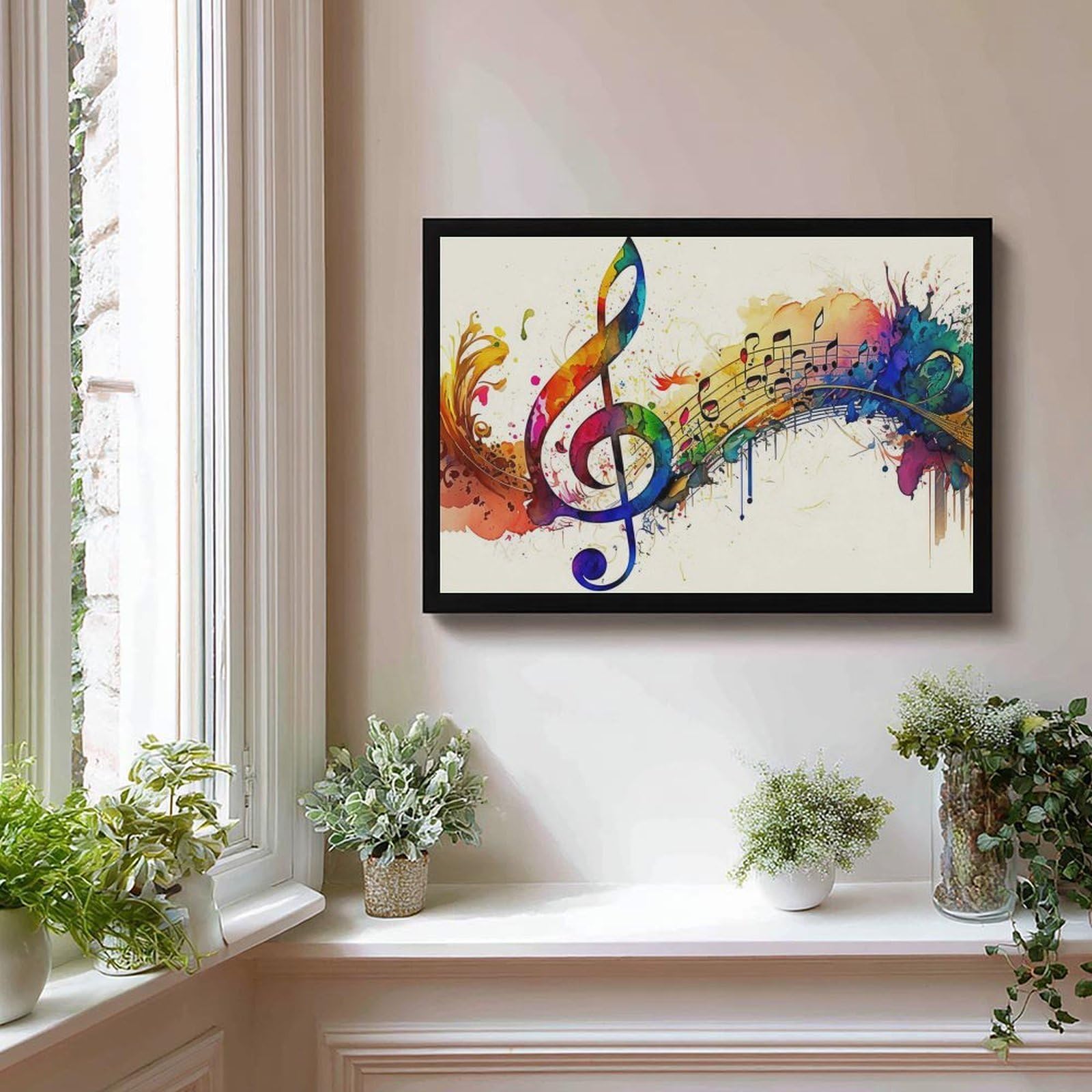 Musica da parete con note musicali, poster su tela, decorazione per camera da letto, ufficio, stanza, regalo, 61 cm L x 91,4 cm W