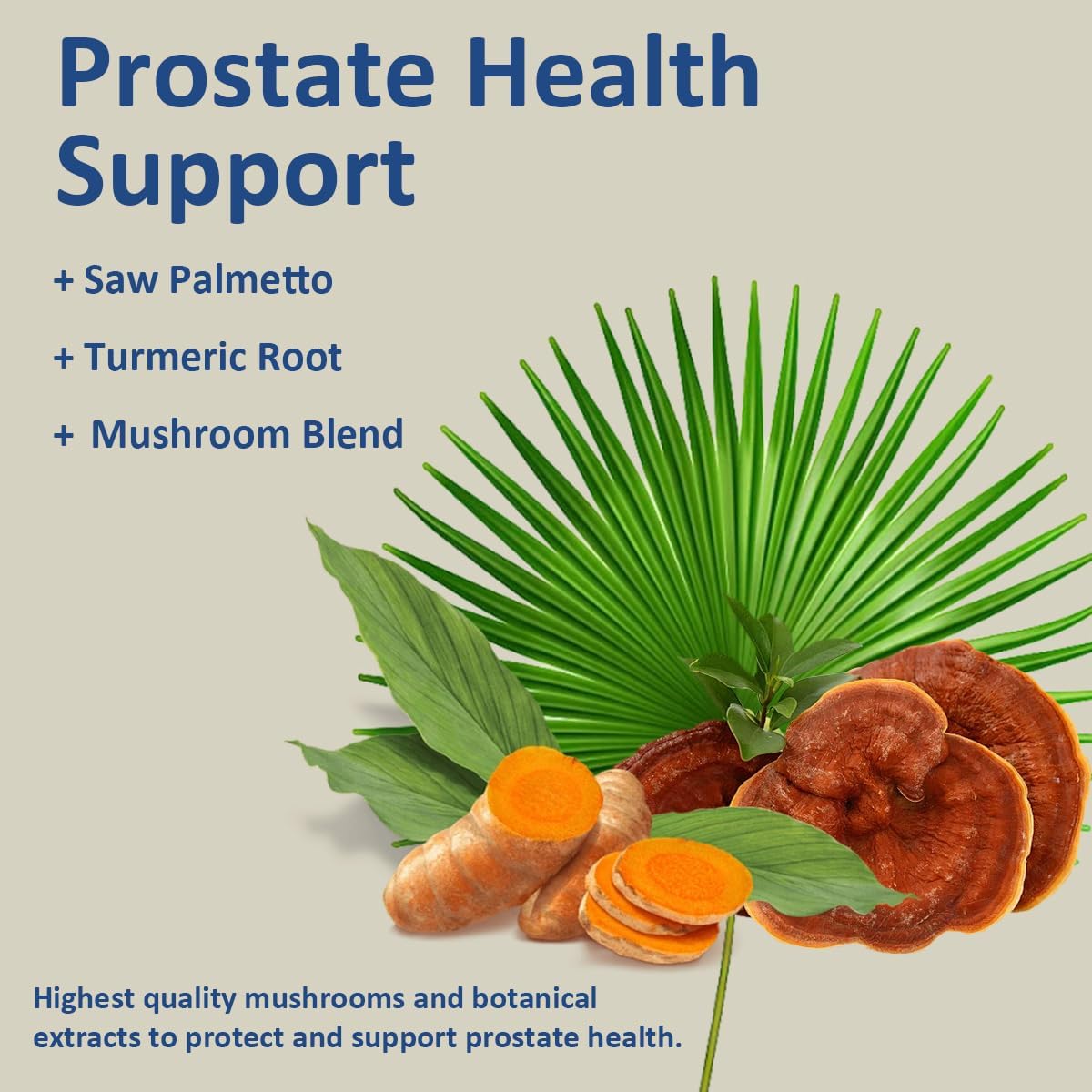 Prostate Health Support Supplement with Mushroom Blend, Saw Palmetto, Promote Prostate Supports Energy, Heart Health, Muscle Growth, and Blood Circulation, 90 + 60 Capsules
