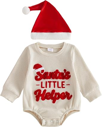 Baby Girl Boy Christmas Outfit Sweatshirt Bubble Romper