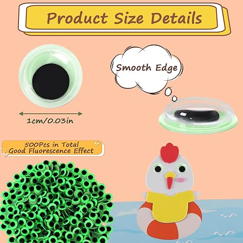 Miniatura 8 de UPINS 500PCS Glow in The Dark Googly Wiggle Eyes Self Adhesive for Craft Luminous Sparkle Google Eyes for DIY Crafts Sticker Decoration 6mm 8mm 10mm