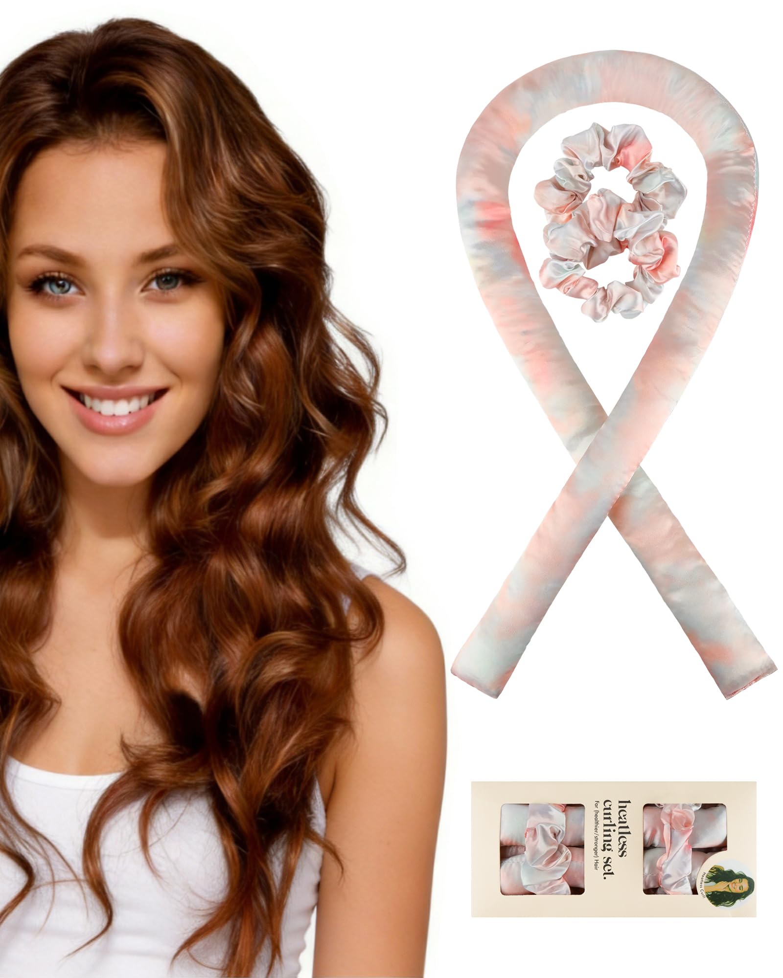 Heatless Curlers Set – Satin Heatless Hair Curler to Sleep In, No Heat Curling Rods for Overnight Curls, Soft Hair Curlers Rollers for Long & Short Hair, Volume & Natural Waves