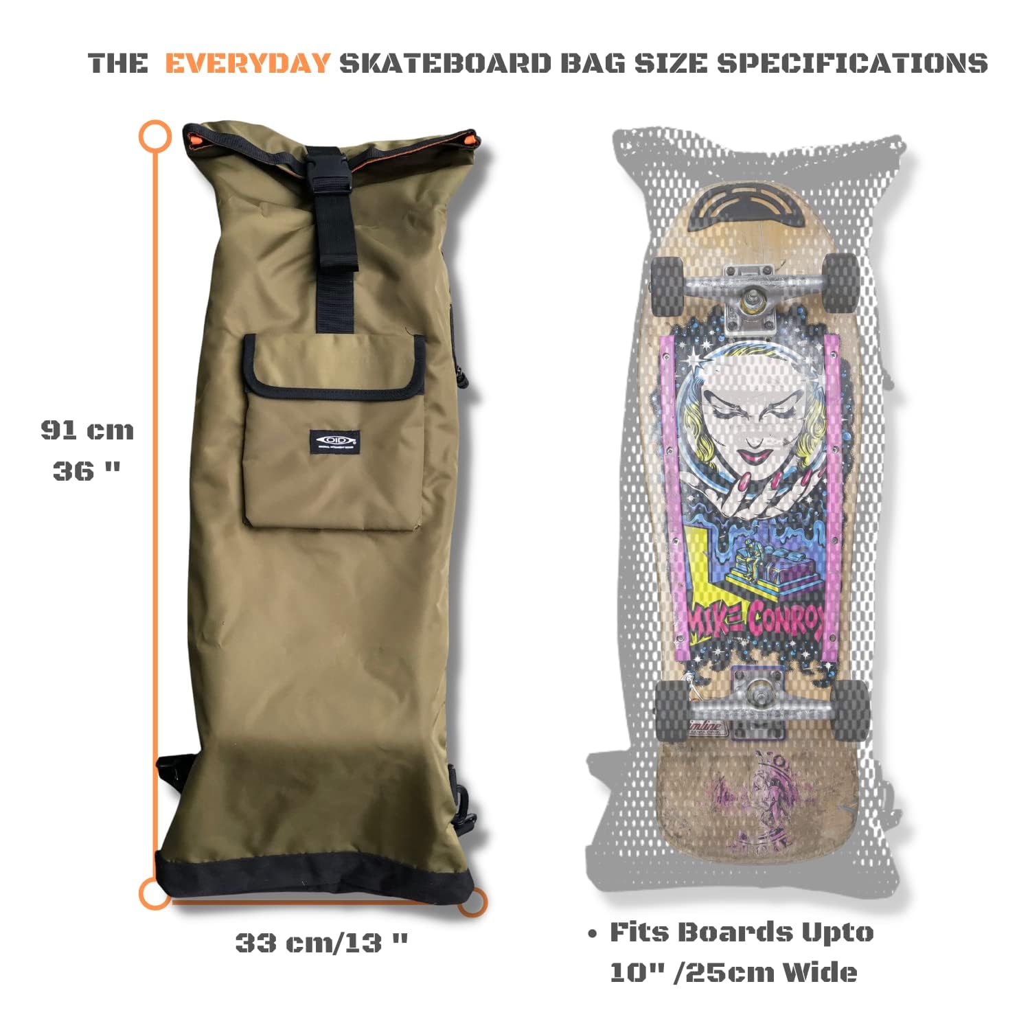 Sac de planche à roulettes pour tous les jours (vert olive)