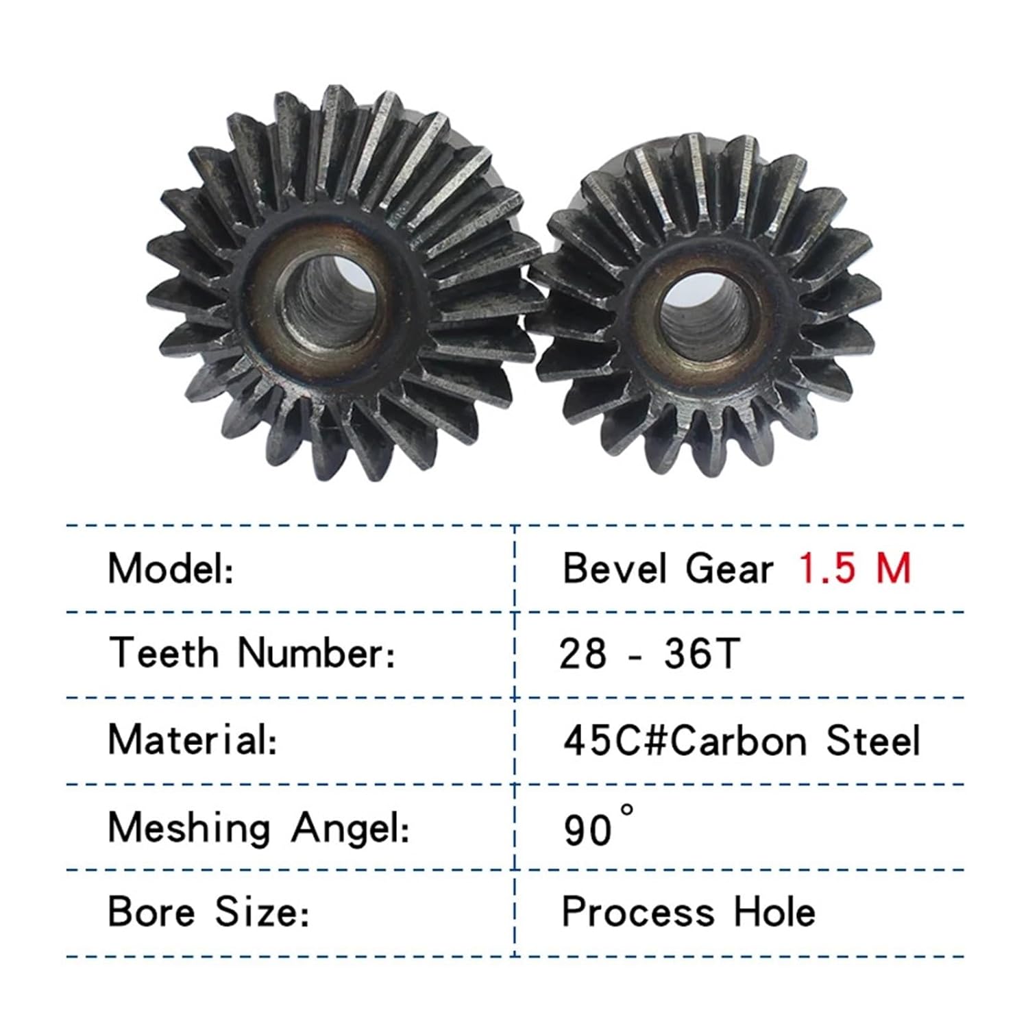 Bevel Gear Pinion Hardware Mechanical Bevel Gear 1.5M28T/30T/32T/34T/35T/36T Gear 90 Degrees Meshing Angle Carbon Steel Transmission Ratio 1:1 Transmission Parts(35 Teeth)