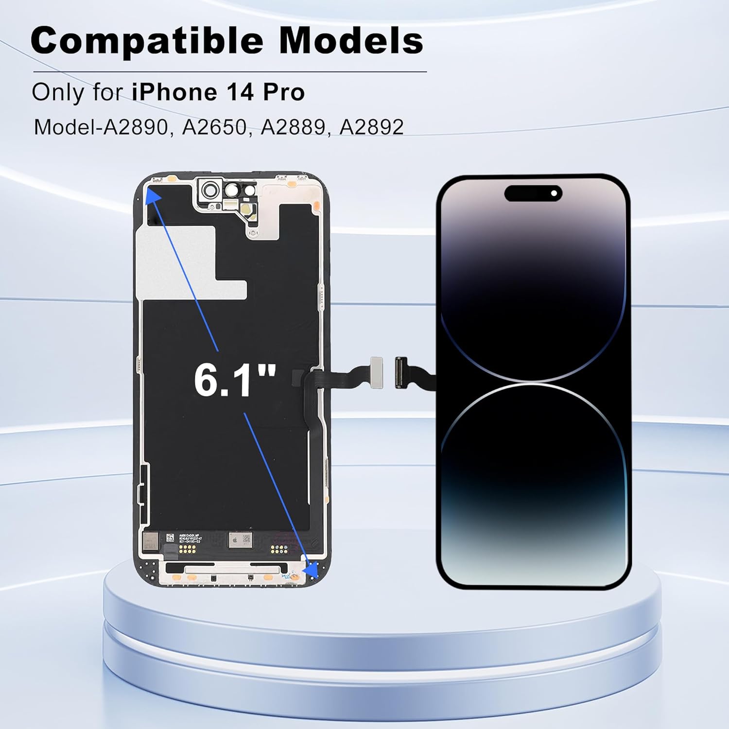 ZOETEC Screen Replacement for iPhone 14 Pro LCD, [Support Face ID] Full HD Retina Display 3D Touch Screen Digitizer Frame Assembly with Repair Tools Kit