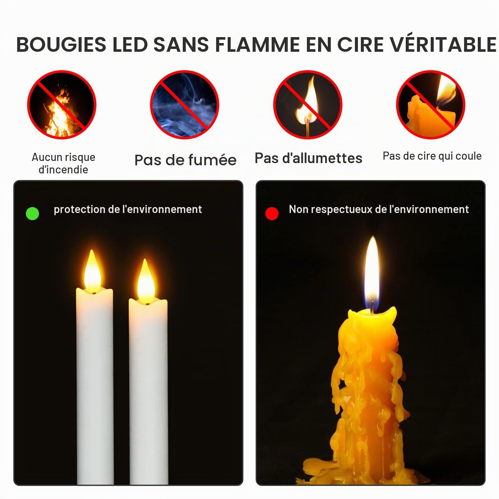 PChero Bougie Chandelier LED Rechargeable, Lot de 4 Fausses Bougies à LED Flamme Vacillante Cire Bougie Decorative Electrique avec Télécommande pour Decoration Noel Anniversaire Maison Chambre Mariage