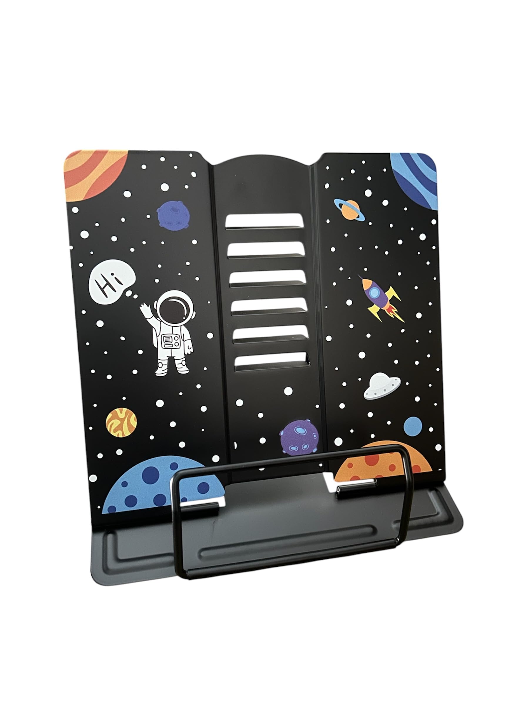 M.F.H Space Theme Book Stand Holder - Portable Metal Desktop and Habit Tracker Chore Chart, Plastic Checklist Board with 15 Detachable Cardstock to Do List (Pack of 2) Combo Random Designe 4