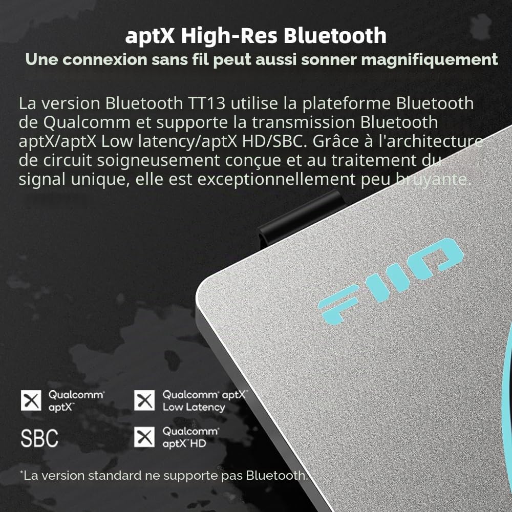 FiiO TT13 Tourne-Disque stéréo en Vinyle Automatique, préampli Phono Puissant, Couvercle Anti-poussière, Plateau en Aluminium moulé sous Pression (TT13 Bluetooth argenté)