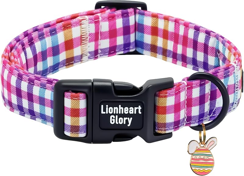 Coleira para Cães Lionheart glory em Algodão com Fivela Ajustável e Estampa Xadrez Colorida