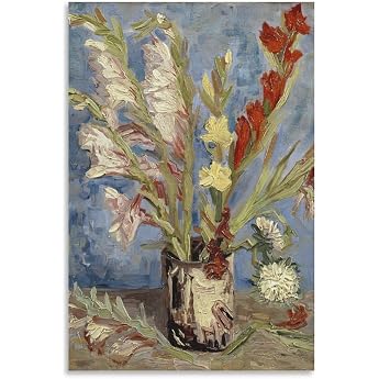 Vincent Van Gogh Gladioli Chinese Aster Vase Wall Art Prints Poster Wall Art Poster Home Decor Picture Canvas Painting Poster 50x75cm
