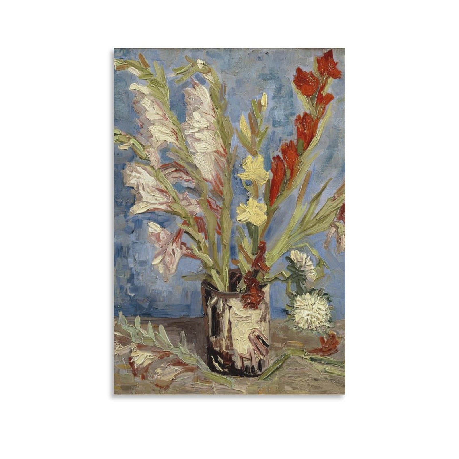 Vase with Gladioli And China Asters by Vincent Van Gogh Wall Art Prints Poster Posters Art Print Wall Photo Paint Poster Hanging Picture Family Decor 08x12inch(20x30cm)