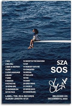 Sza Poster Sos Album Cover Poster for Bedroom Aesthetic Decoration Painting Canvas Wall Art 12x18 Inch 30x45cm