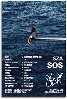 Sza ポスター Sos アルバムカバー ポスター 寝室用 美的 装飾 絵画 キャンバス ウォールアート 12x18インチ(30x45cm)