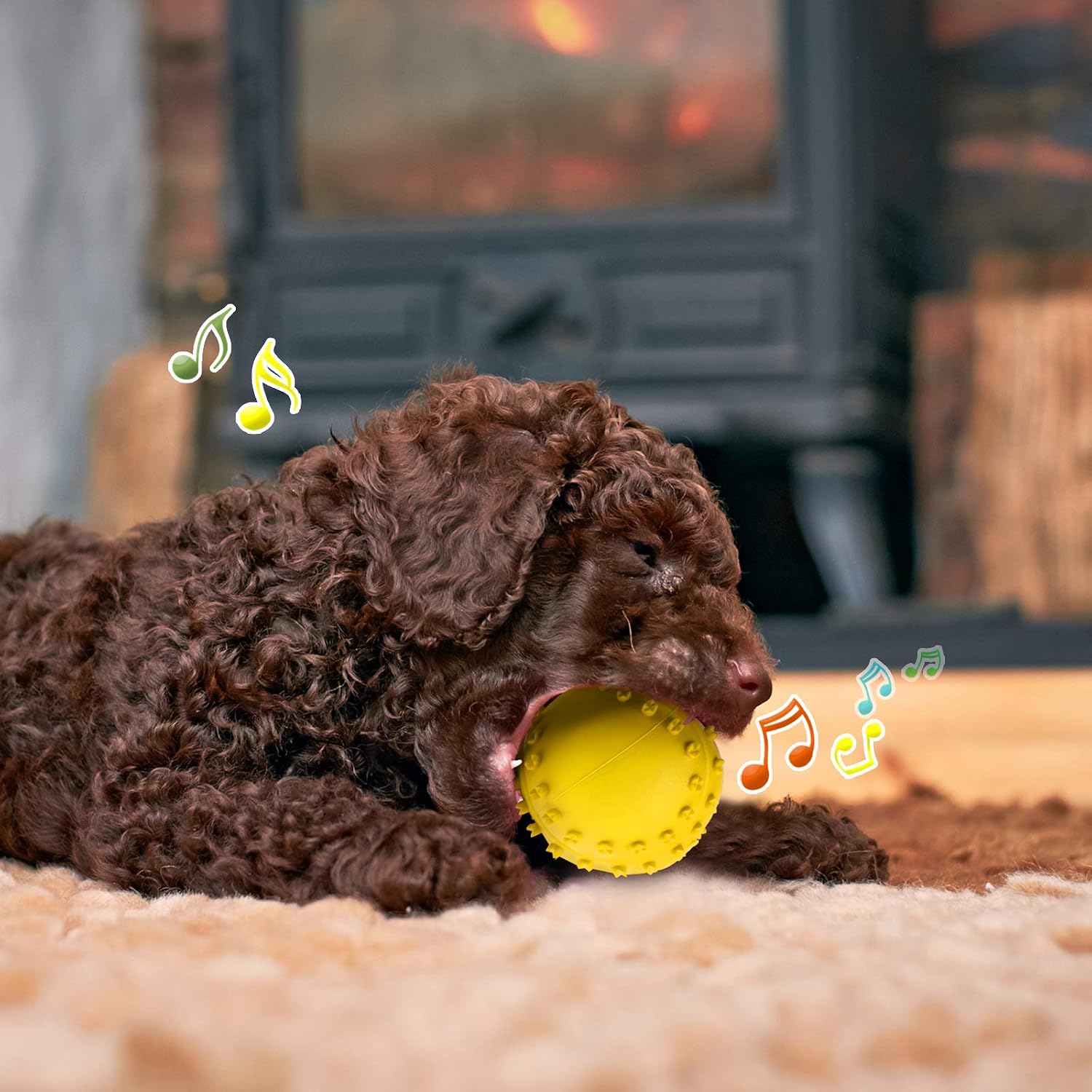 Frienda Squeaky Dog Toy Ball Reliable Rubber Squeaker Fun Interactive Toys Puppy Chew Toys Beach Outdoor Dog Ball for Large and Small Dog (Tennis Shape)
