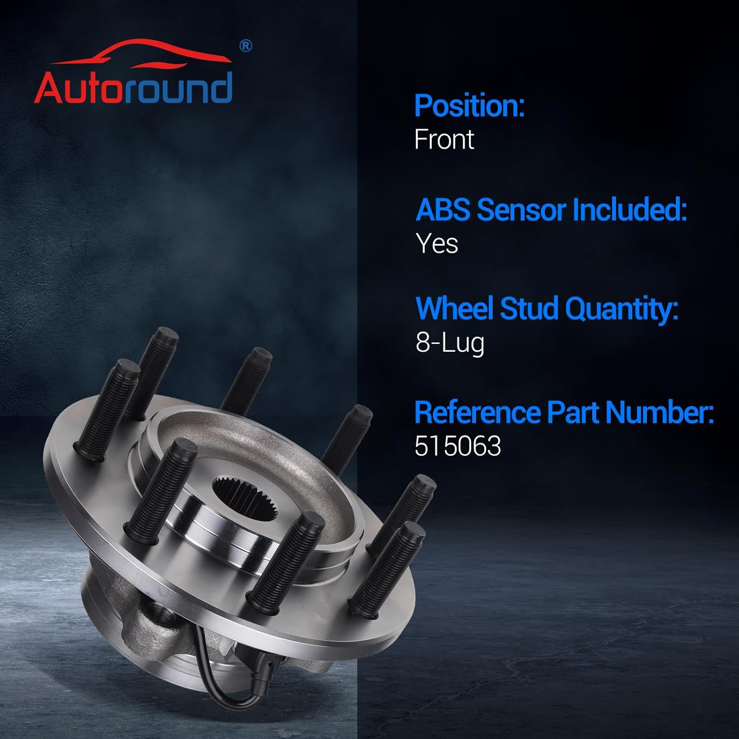 Autoround 515063 4WD Front Wheel Bearing and Hub Assembly Compatible with 2000 2001 2002 Dodge Ram 2500 3500, 8 Lug w/ABS, Set of 2