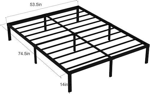 Miniatura 2 de Base de cama de plataforma King resistente, base de cama con listones de 14 pulgadas, base de cama de 12 pulgadas debajo de la cama, no necesita