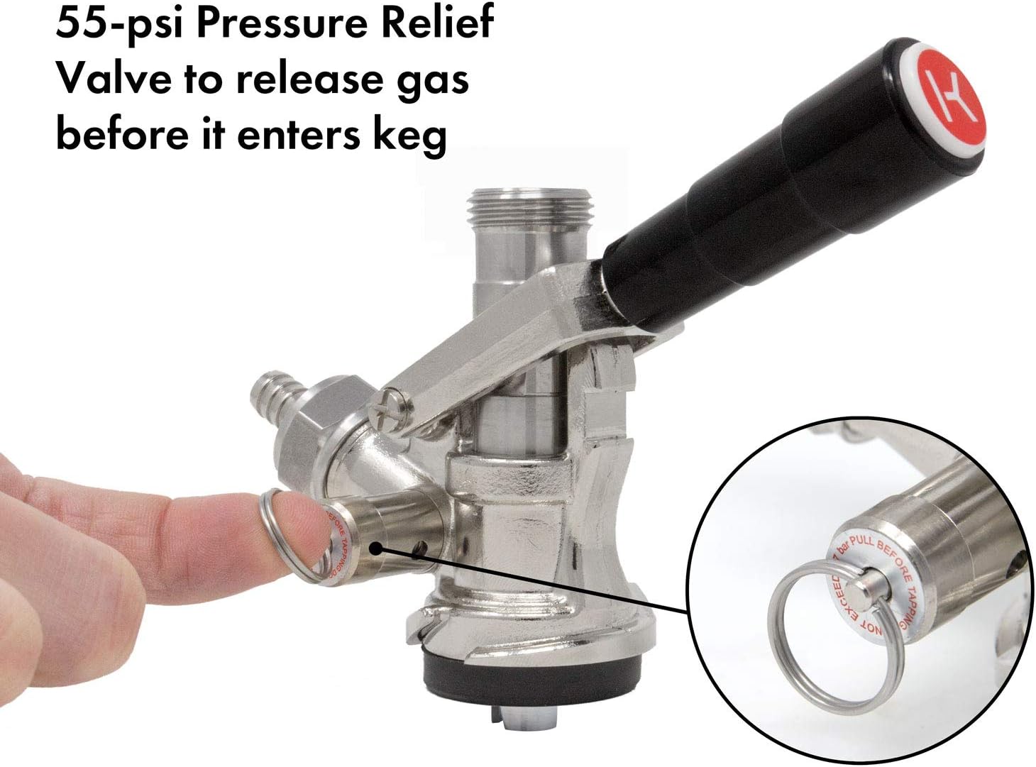 Kegco KC KT86S-L European Beer Keg Tap Coupler Kegerator S System with Lever Handle, Black