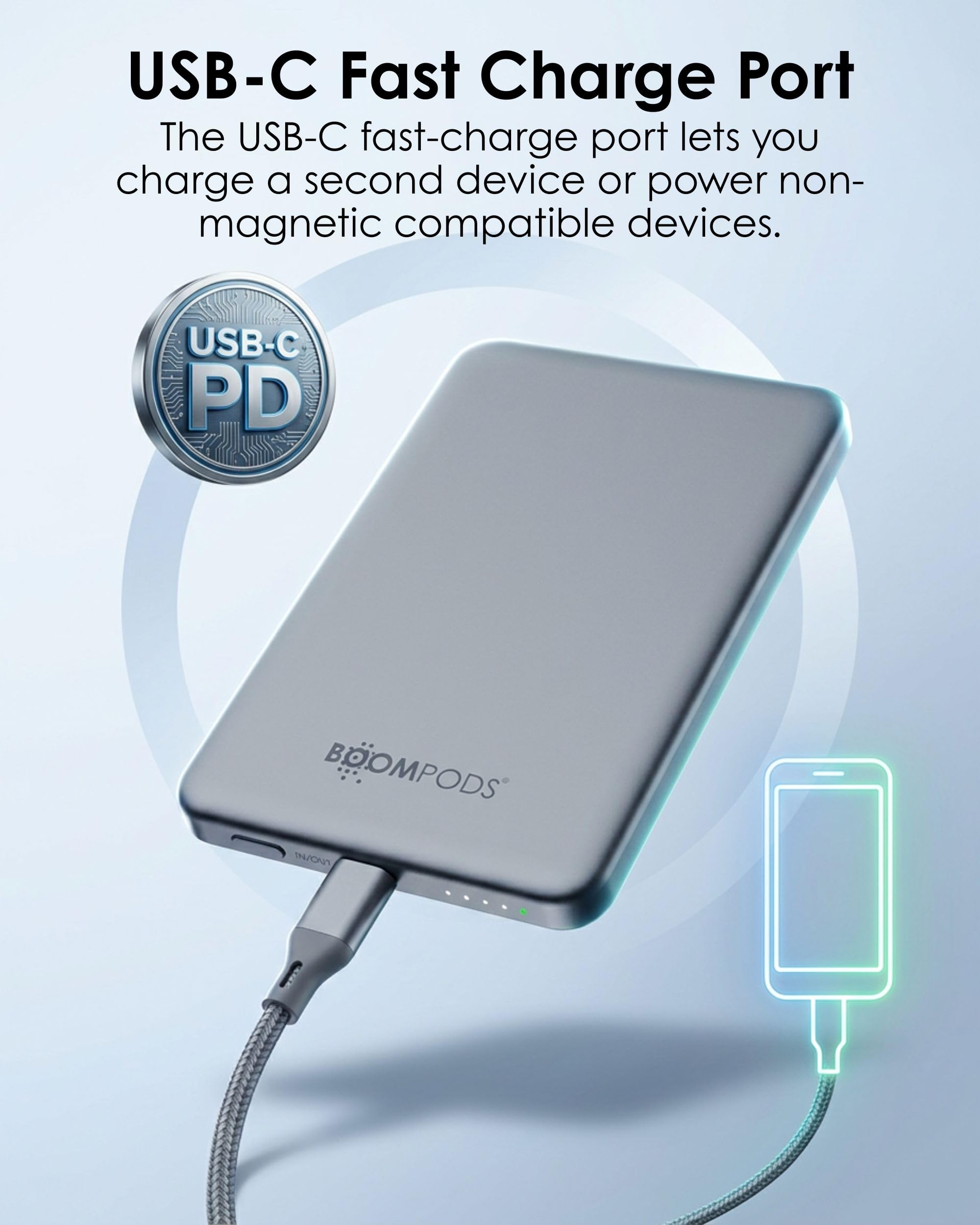 Boompods PowerSnap 5000mAh Graffite Magnetic Powerbank
